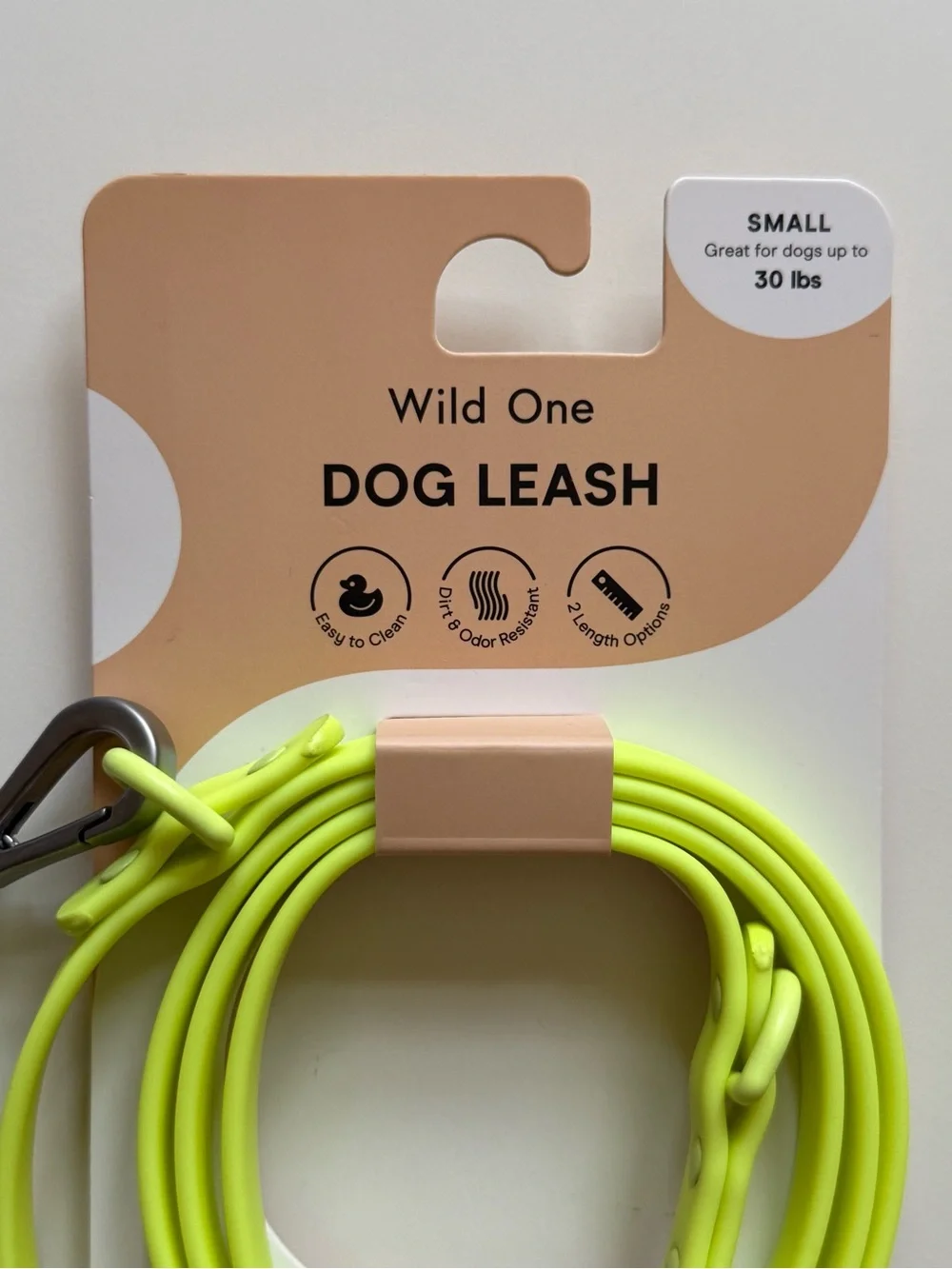 Wild One Adjustable Waterproof FlexPoly Coated Nylon Dog Leash - Small - Limeade